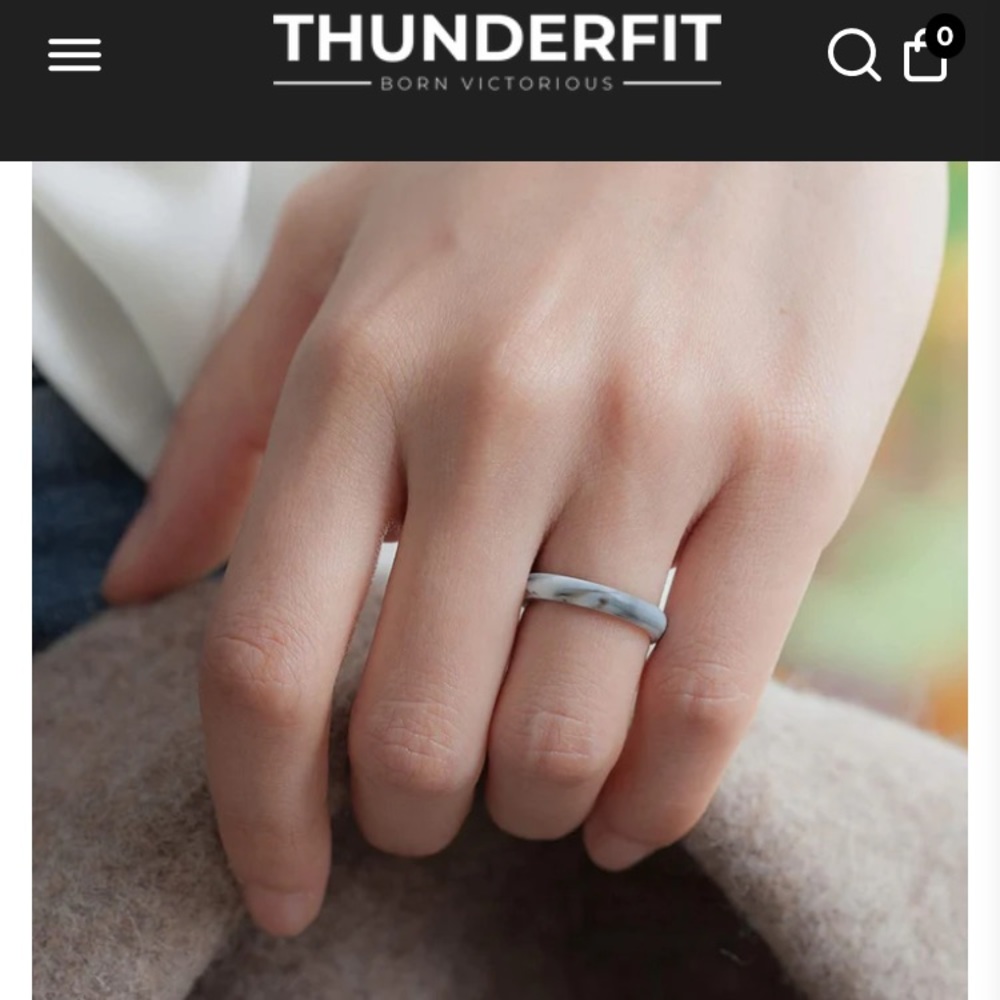 🖤🤍ThunderFit Born Victorious Stackable Thin Women's Silicone Ring - Marble🤍🖤